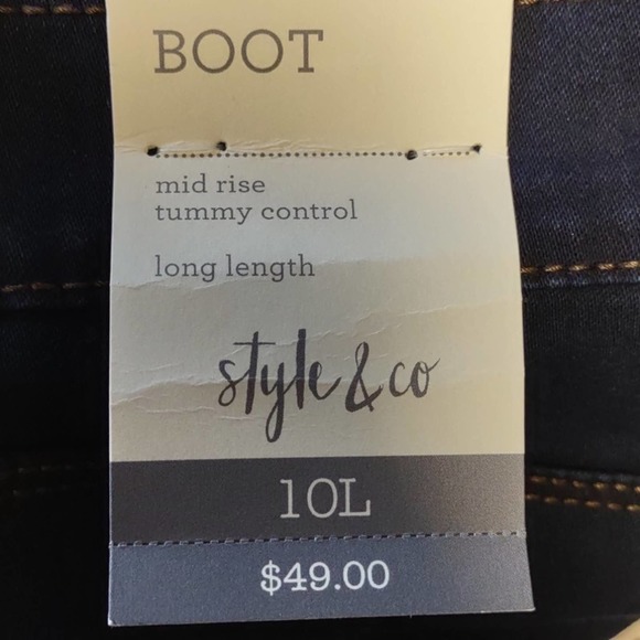 Style & Co Tummy Control Bootleg Jeans 10 Long - Picture 4 of 12